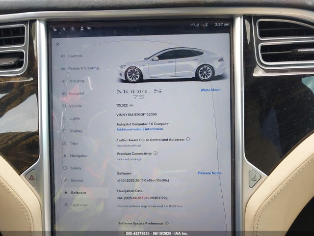 Aukcja sprzedaży 2016 Tesla Model S 60/70/75/85, vin: 5YJSA1E16GF152390, numer aukcji: 45376924