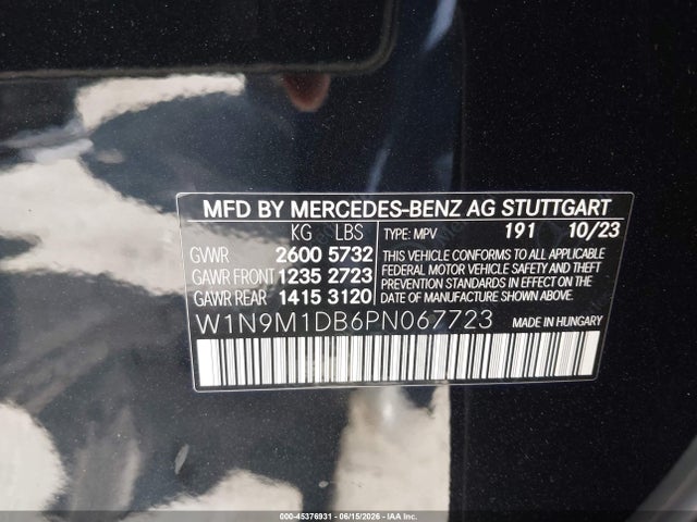 W1N9M1DB6PN067723 Mercedes-Benz Eqb 350 Suv 4matic
