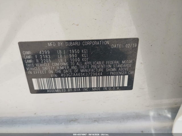 Subaru Impreza 2.0i 2019 4S3GTAA65K3729644 Image 25
