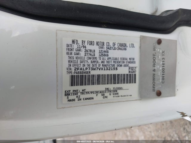 Aukcja sprzedaży 1997 Ford Crown Victoria, vin: 2FALP73W7VX132155, numer aukcji: 45377023