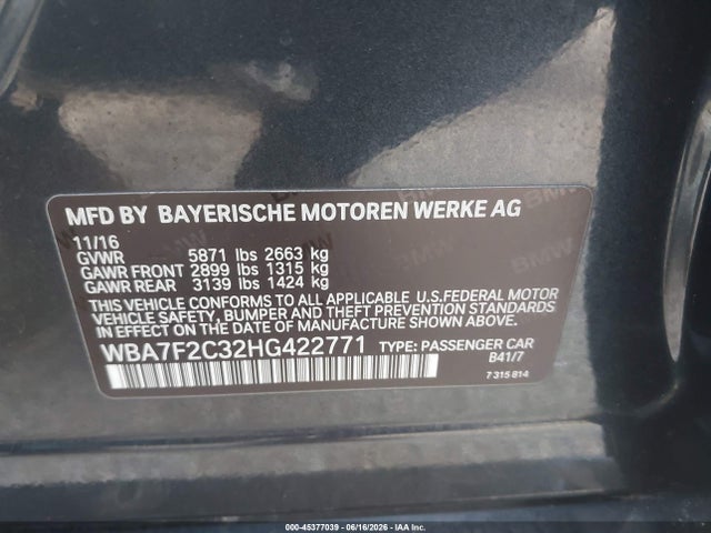 Продаж на аукціоні авто 2017 Bmw Alpina B7 Xdrive, vin: WBA7F2C32HG422771, номер лоту: 45377039