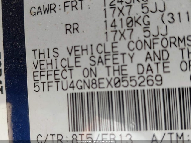 45377049 :رقم المزاد ، 5TFTU4GN8EX055269 vin ، 2014 Toyota Tacoma Prerunner V6 مزاد بيع