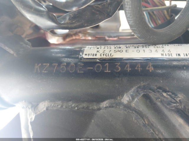 1981 Kawasaki Kz750 მანქანა იყიდება აუქციონზე, vin: KV750E013444, აუქციონის ნომერი: 45377151