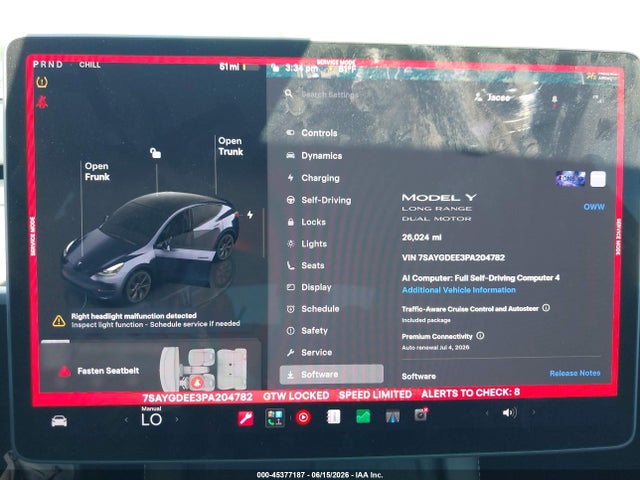 Продажа на аукционе авто 2023 Tesla Model Y Awd/long Range Dual Motor All-wheel Drive, vin: 7SAYGDEE3PA204782, номер лота: 45377187