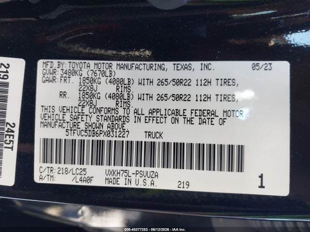 5TFVC5DB6PX031227 Toyota Tundra Hybrid Capstone