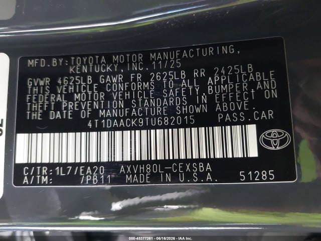 4T1DAACK9TU682015 Toyota CAMRY SE