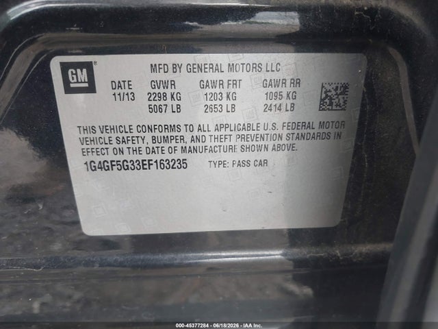 45377284 :رقم المزاد ، 1G4GF5G33EF163235 vin ، 2014 Buick Lacrosse Premium Ii Group مزاد بيع