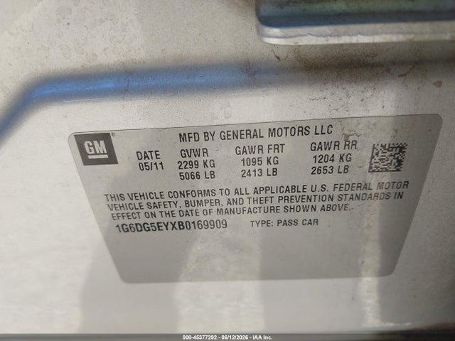 Aukcja sprzedaży 2011 Cadillac Cts Luxury, vin: 1G6DG5EYXB0169909, numer aukcji: 45377292