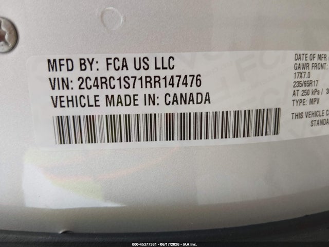 45377361 :رقم المزاد ، 2C4RC1S71RR147476 vin ، 2024 Chrysler Pacifica Hybrid Select مزاد بيع