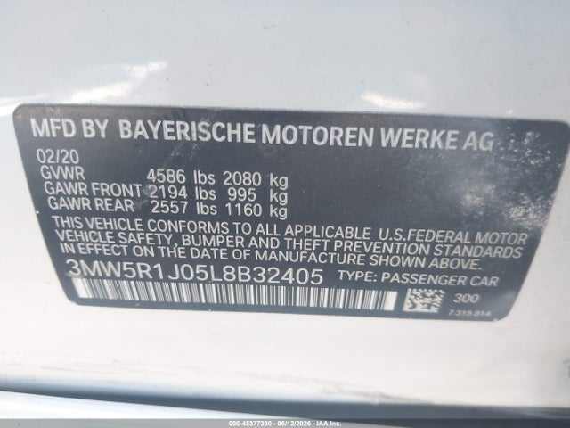 3MW5R1J05L8B32405 BMW 330I