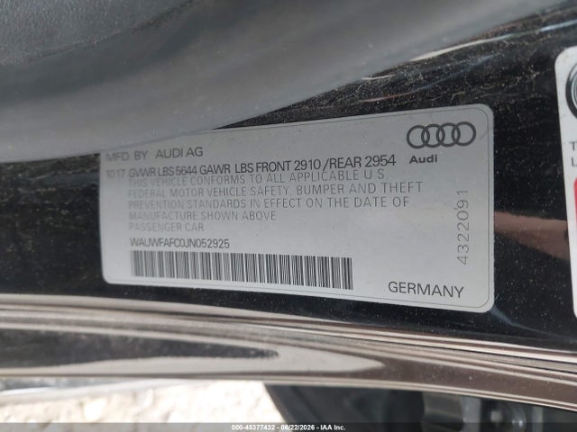 Продаж на аукціоні авто 2018 Audi S7 4.0t Premium Plus, vin: WAUWFAFC0JN052925, номер лоту: 45377432