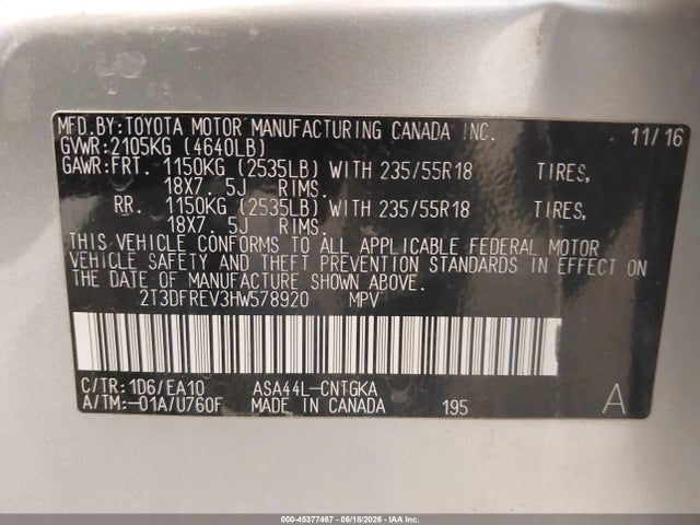 Toyota Rav4 Platinum 2017 2T3DFREV3HW578920 Image 9