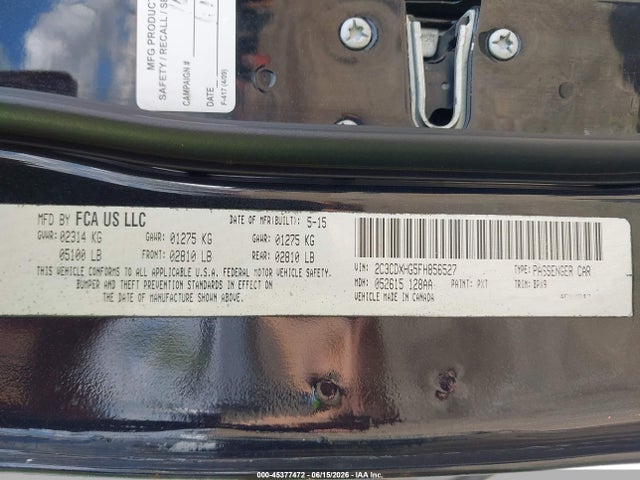 Продажа на аукционе авто 2015 Dodge Charger Sxt, vin: 2C3CDXHG5FH856527, номер лота: 45377472