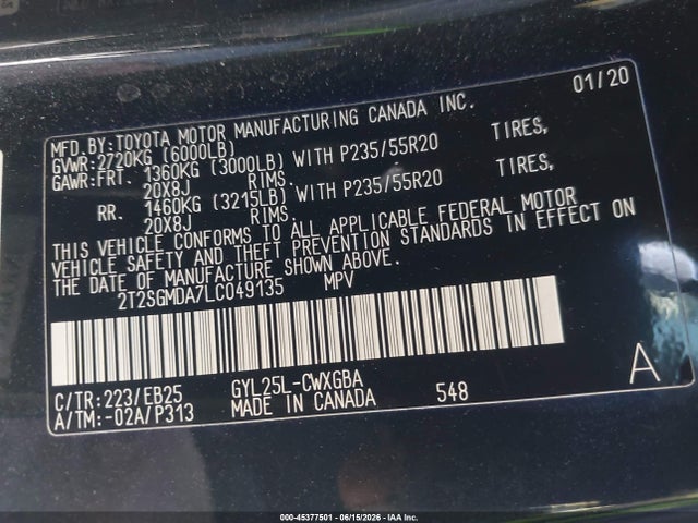 Продаж на аукціоні авто 2020 Lexus Rx 450h F Sport, vin: 2T2SGMDA7LC049135, номер лоту: 45377501