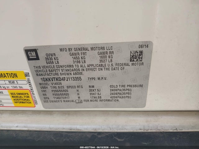 GMC Acadia Denali 2015 1GKKVTKD4FJ113355 Image 8
