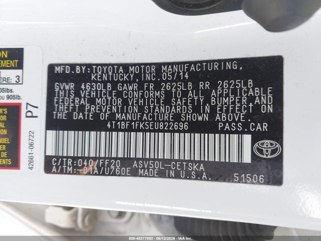 Toyota CAMRY SE 2014 4T1BF1FK5EU822696 Image 9