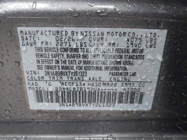 2026 Nissan Sentra S მანქანა იყიდება აუქციონზე, vin: 3N1AB9BVXTY261323, აუქციონის ნომერი: 45377593