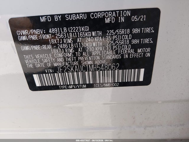 Subaru Forester Limited 2021 JF2SKAUC1MH548062 Image 9