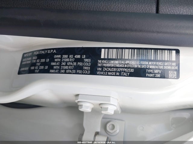 Aukcja sprzedaży 2023 Jeep Renegade Latitude 4x4, vin: ZACNJDB1XPPP62530, numer aukcji: 45377648