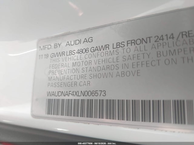 Продаж на аукціоні авто 2020 Audi A4 Premium 45 Tfsi Quattro S Tronic, vin: WAUDNAF4XLN006573, номер лоту: 45377656