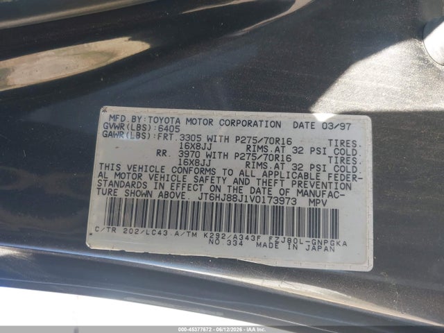 Aukcja sprzedaży 1997 Lexus Lx 450, vin: JT6HJ88J1V0173973, numer aukcji: 45377672