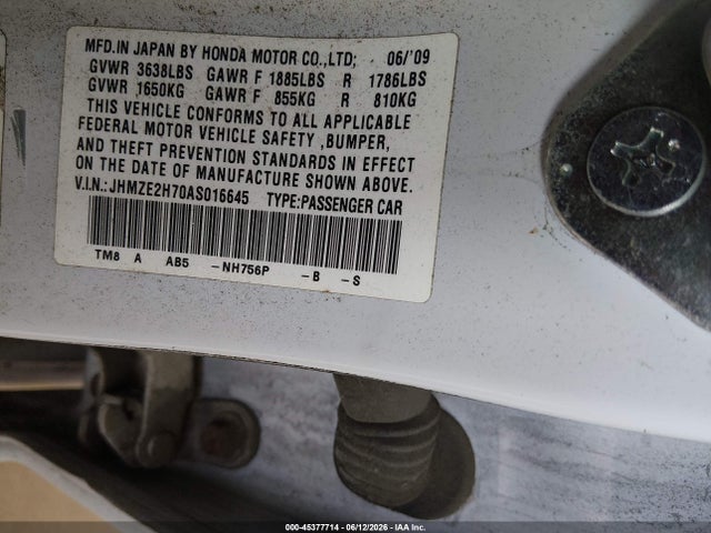 Продажа на аукционе авто 2010 Honda Insight Ex, vin: JHMZE2H70AS016645, номер лота: 45377714