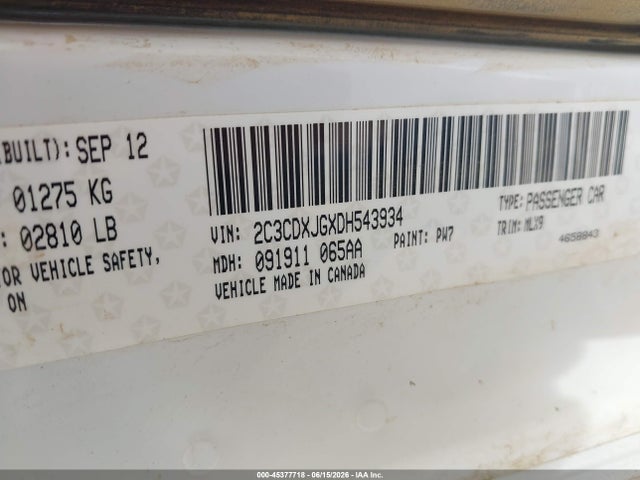 Продаж на аукціоні авто 2013 Dodge Charger Sxt Plus, vin: 2C3CDXJGXDH543934, номер лоту: 45377718