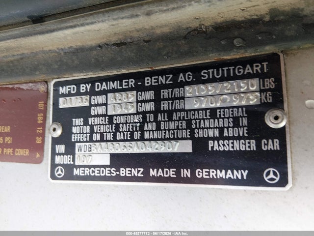 Aukcja sprzedaży 1986 Mercedes-benz 560 Sl, vin: WDBBA48D6GA042907, numer aukcji: 45377772