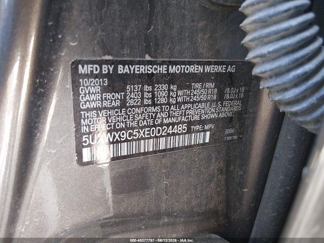 BMW X3 Xdrive28i 2014 5UXWX9C5XE0D24485 Image 9