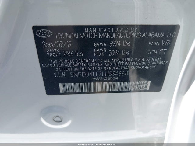 Hyundai Elantra Value Edition 2020 5NPD84LF7LH534668 Image 9