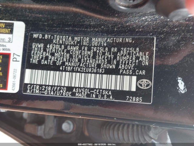 4T1BF1FK2EU836183 Toyota CAMRY SE