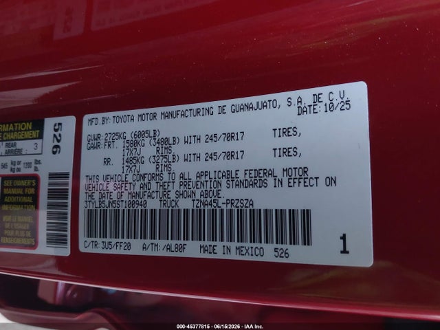 Toyota Tacoma Sr5 2025 3TYLB5JN5ST100940 Image 9