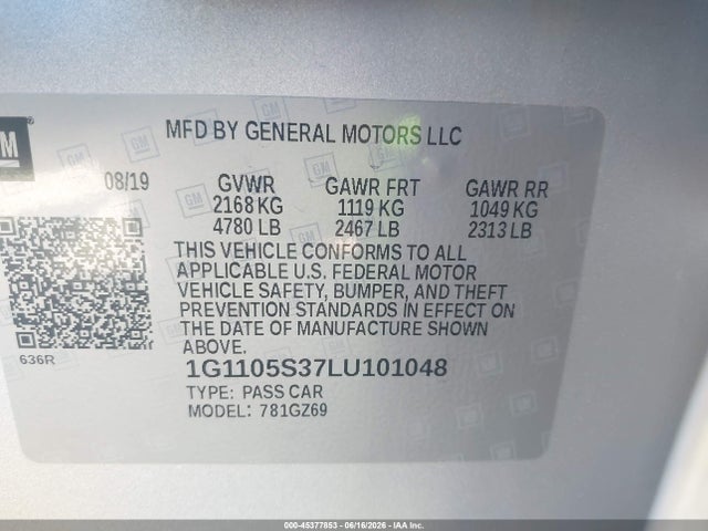 1G1105S37LU101048 Chevrolet Impala Fwd Premier