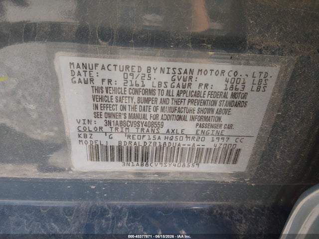 Nissan SENTRA SV 2025 3N1AB8CV9SY408559 Image 9