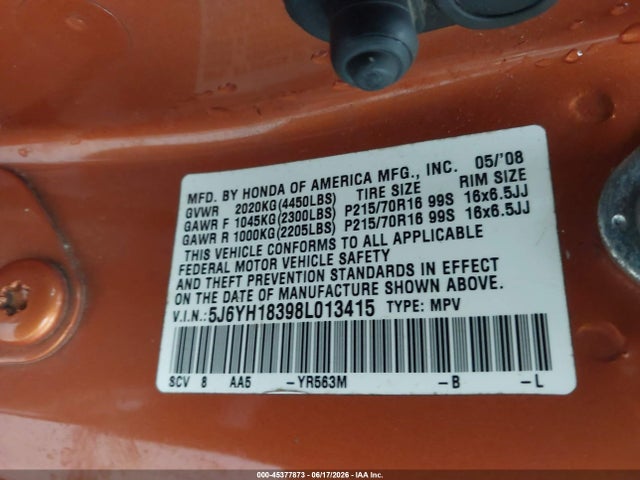 Продажа на аукционе авто 2008 Honda Element Lx, vin: 5J6YH18398L013415, номер лота: 45377873