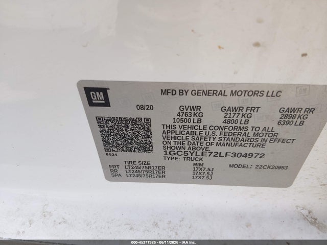 Chevrolet Silverado 2500hd 4wd Long Bed Wt 2020 1GC5YLE72LF304972 Image 9