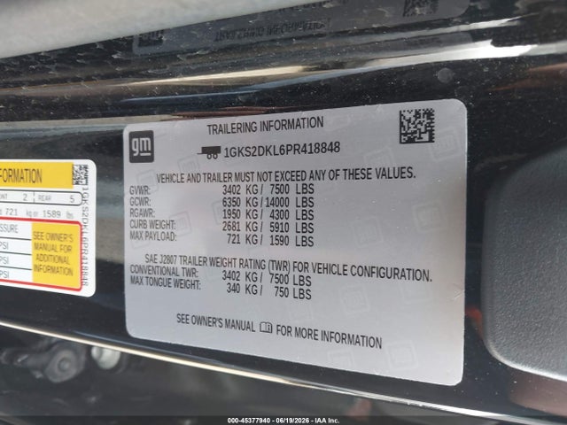 Продажа на аукционе авто 2023 Gmc Yukon 4wd Denali, vin: 1GKS2DKL6PR418848, номер лота: 45377940
