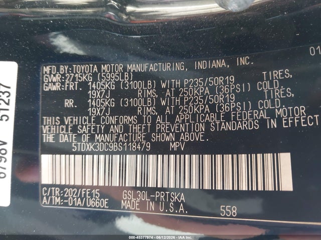 2011 Toyota Sienna Se მანქანა იყიდება აუქციონზე, vin: 5TDXK3DC9BS118479, აუქციონის ნომერი: 45377974
