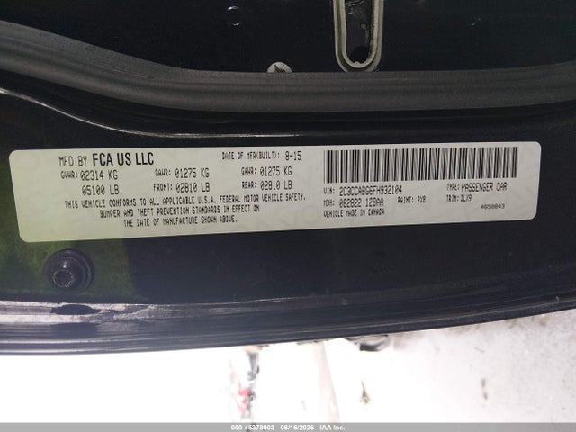 2015 Chrysler 300 300s მანქანა იყიდება აუქციონზე, vin: 2C3CCABG6FH932104, აუქციონის ნომერი: 45378003