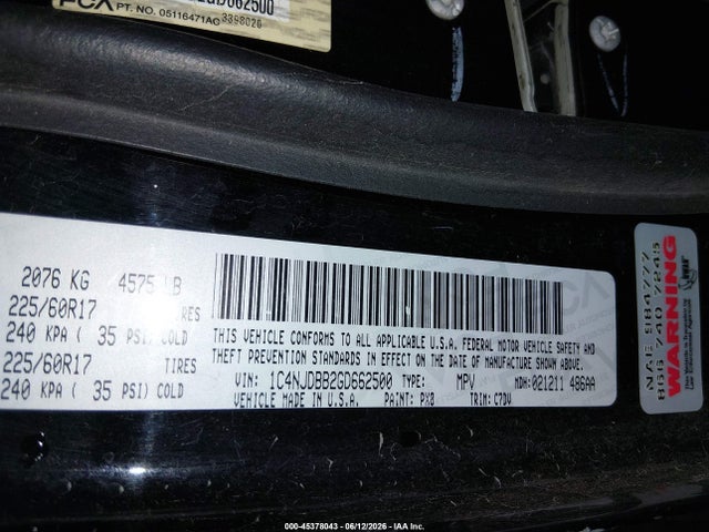 1C4NJDBB2GD662500 Jeep Compass Sport
