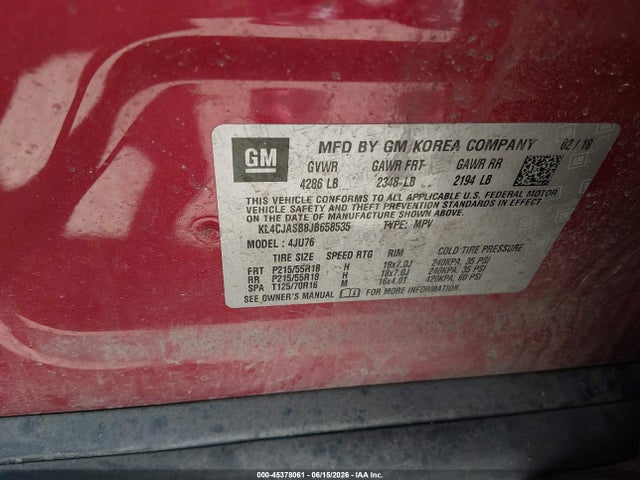 Продажа на аукционе авто 2018 Buick Encore Preferred, vin: KL4CJASB8JB658535, номер лота: 45378061