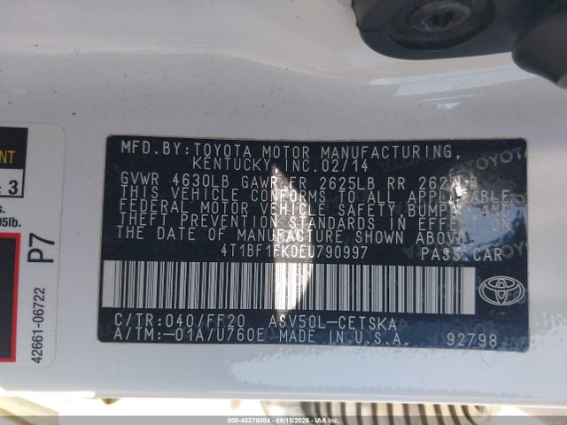 4T1BF1FK0EU790997 Toyota CAMRY SE