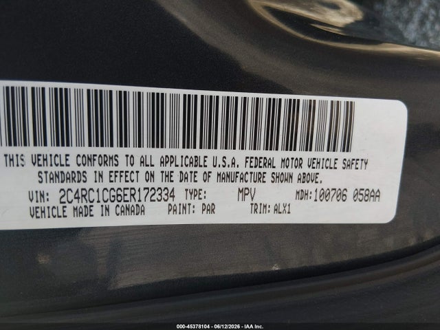 2014 Chrysler Town & Country Touring-l მანქანა იყიდება აუქციონზე, vin: 2C4RC1CG6ER172334, აუქციონის ნომერი: 45378104