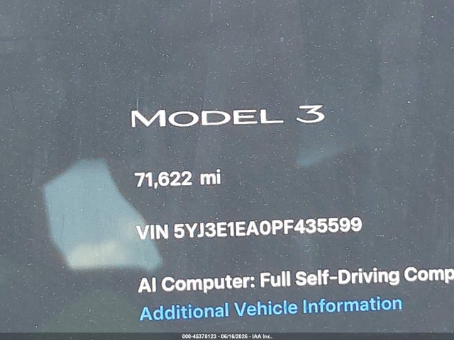 5YJ3E1EA0PF435599 Tesla Model 3 Rear-wheel Drive
