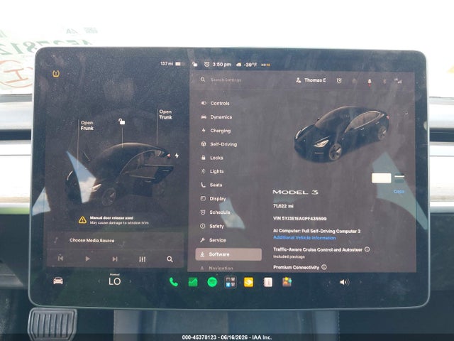 5YJ3E1EA0PF435599 Tesla Model 3 Rear-wheel Drive