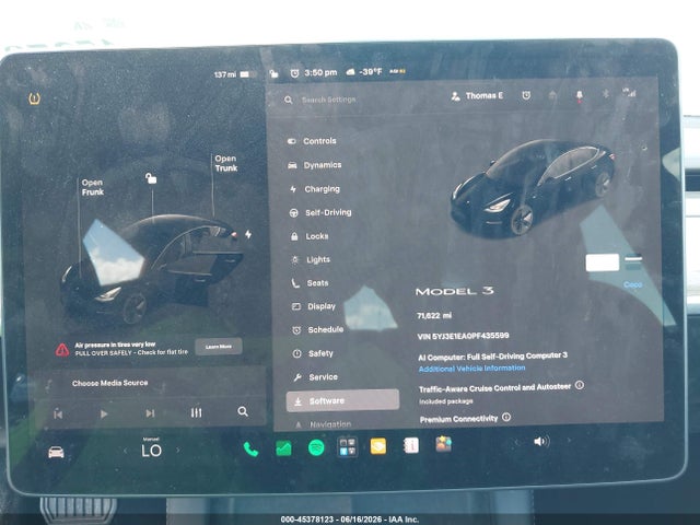 5YJ3E1EA0PF435599 Tesla Model 3 Rear-wheel Drive