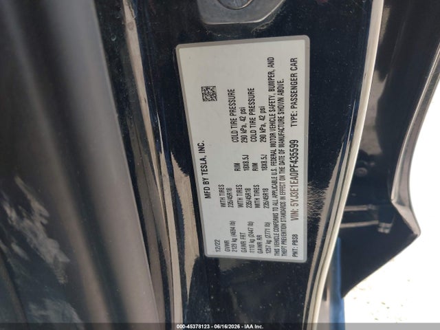 5YJ3E1EA0PF435599 Tesla Model 3 Rear-wheel Drive