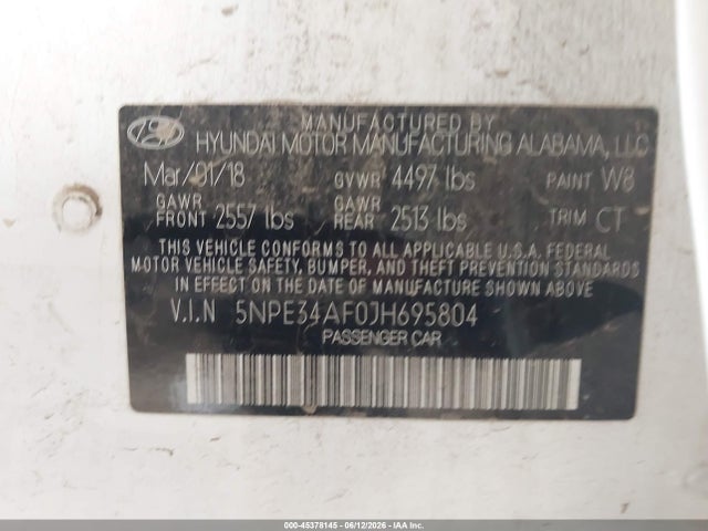 Hyundai Sonata Limited 2018 5NPE34AF0JH695804 Image 9