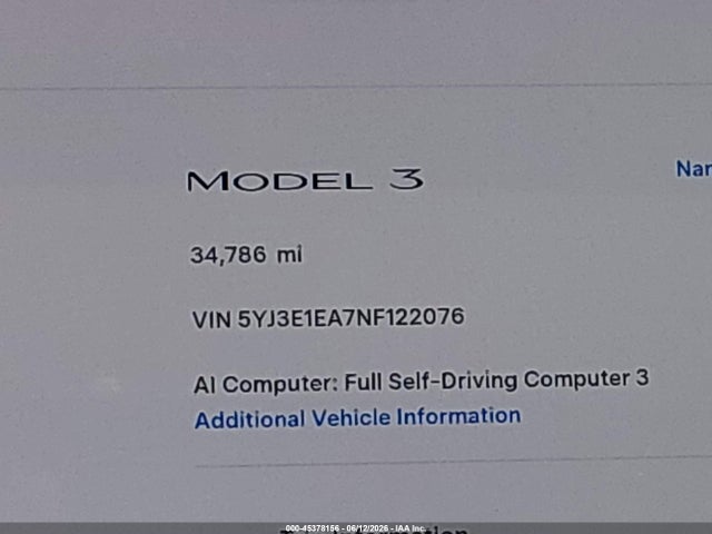 Tesla Model 3 Rear-wheel Drive 2022 5YJ3E1EA7NF122076 Image 15
