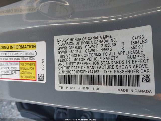 Honda CIVIC SI SEDAN 2023 2HGFE1E5XPH474163 Image 9